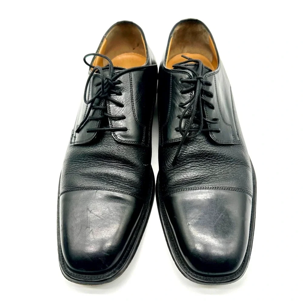 Johnston & Murphy Men's Black Leather Cap‎ Toe 10M Dress Shoes 15 0671